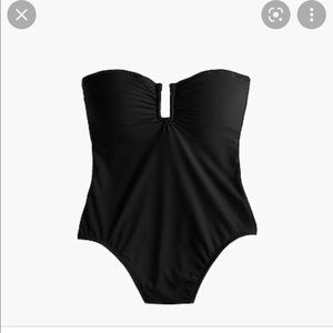 JCrew U-front bandeau one-piece Swimsuit Black Sz 10